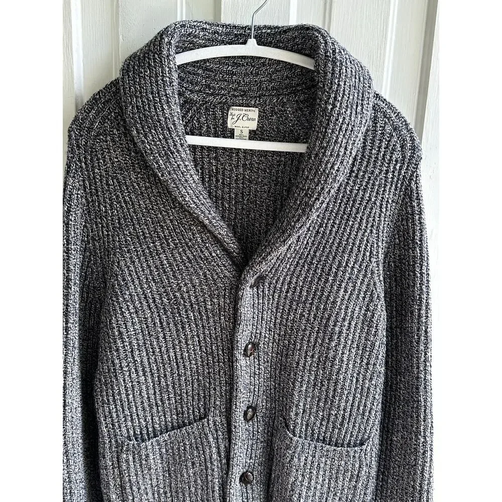 J.Crew Rugged Merino Wool Blend Shawl Collar Cardigan Sweater